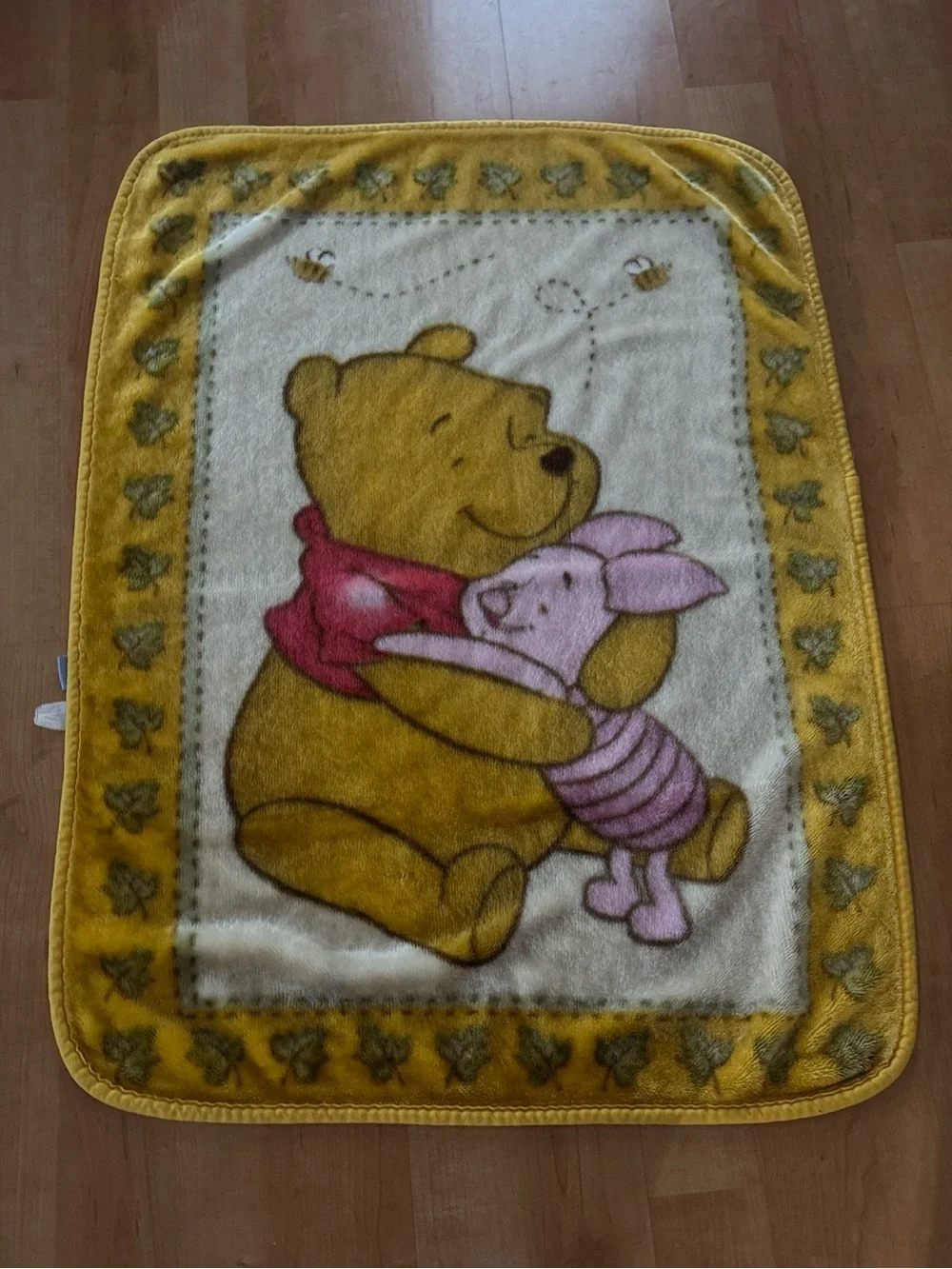 VTG Disney Winnie The Pooh Piglet Plush Baby Throw Blanket Rounded Corners